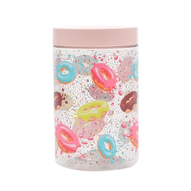 Pote De Plástico Redondo Donuts Com Tampa De Rosca 1500ml