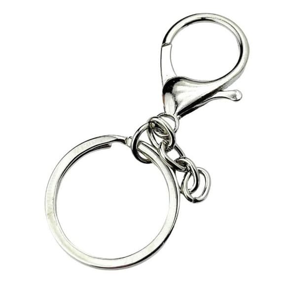 Argola para chaveiro Italiana 30mm com fecho Lagosta e Corrente - Kit com 05 ou 10 unidades | Mosquetão