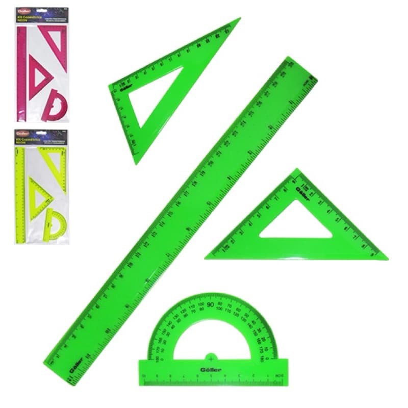 Kit Escolar Com Régua / Esquadro / Transferidor Transcolor