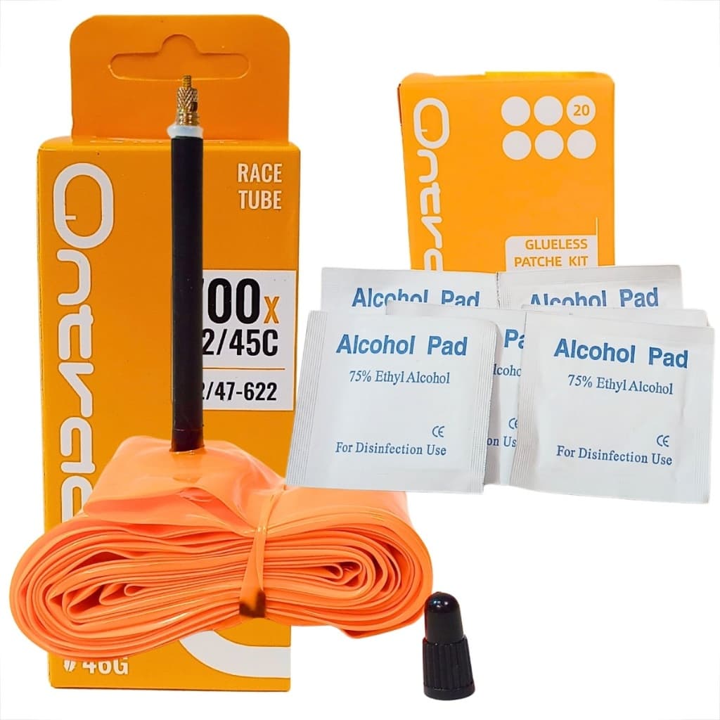 Kit Reparo Pneu Bike Speed Aro 700 Câmara TPU Presta 48mm 6 Remendos Kit Emergência