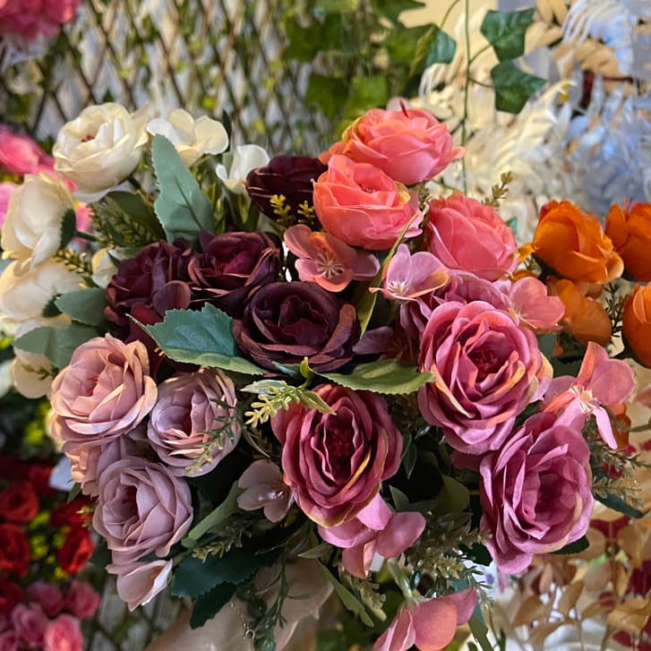 Flores Artificiais buque de rosa camélia 30cm com 7ramos decoracao de casa e mesa decoração de flores em vaso