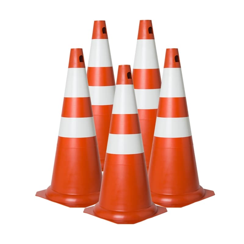 5 Cones Sinalização Segurança Trânsito Pvc 75cm rígido Laranja