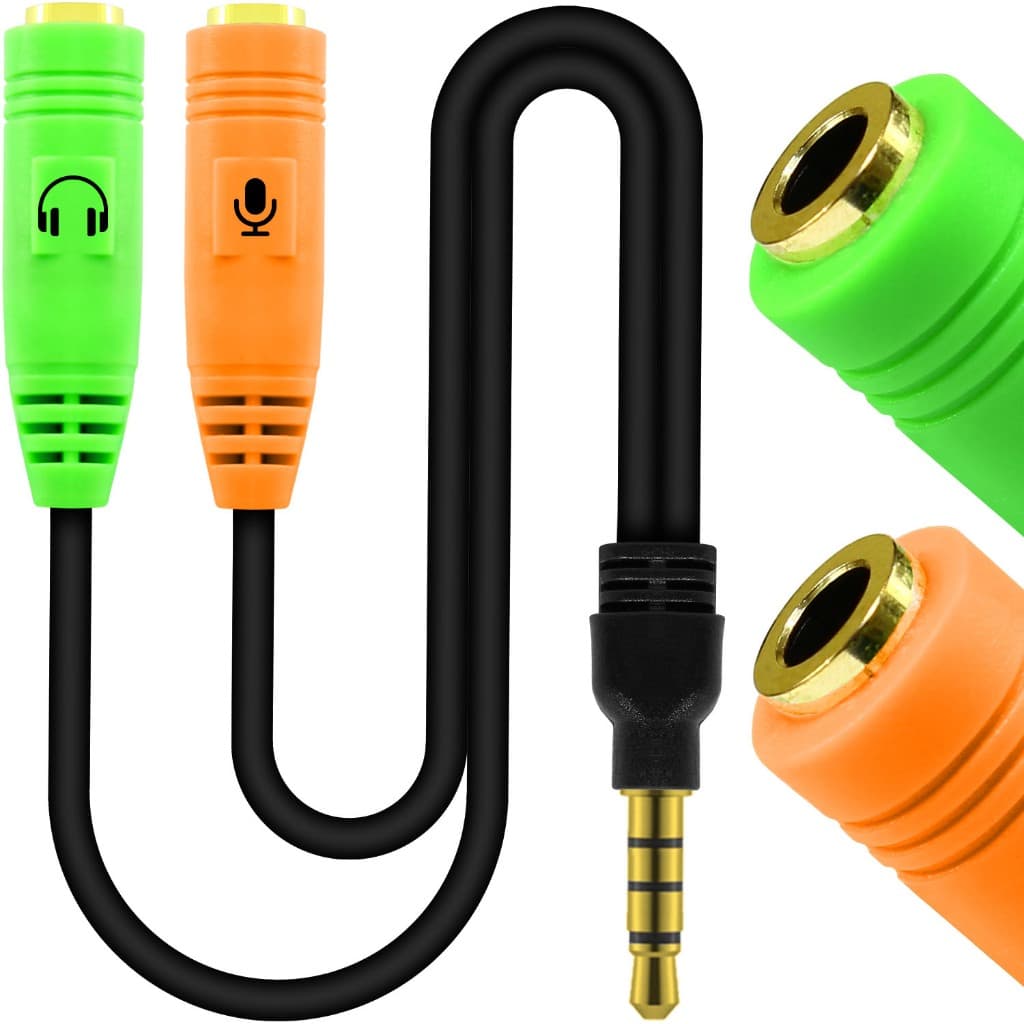 Cabo Adaptador 2 P2 Fêmea 1 P2 Macho Audio Fone Microfone Headset Splitter Gamer