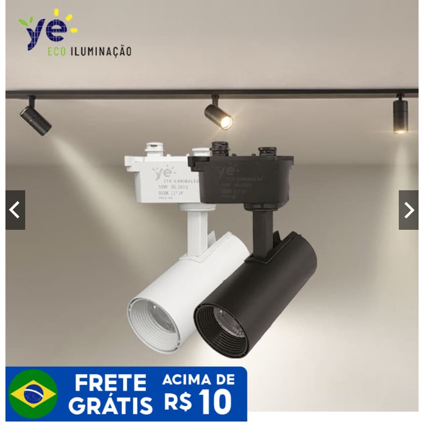 Spot de trilho 20W Acab Preto ou Branco 3500K BQ /4000K Neutro/6500K BF