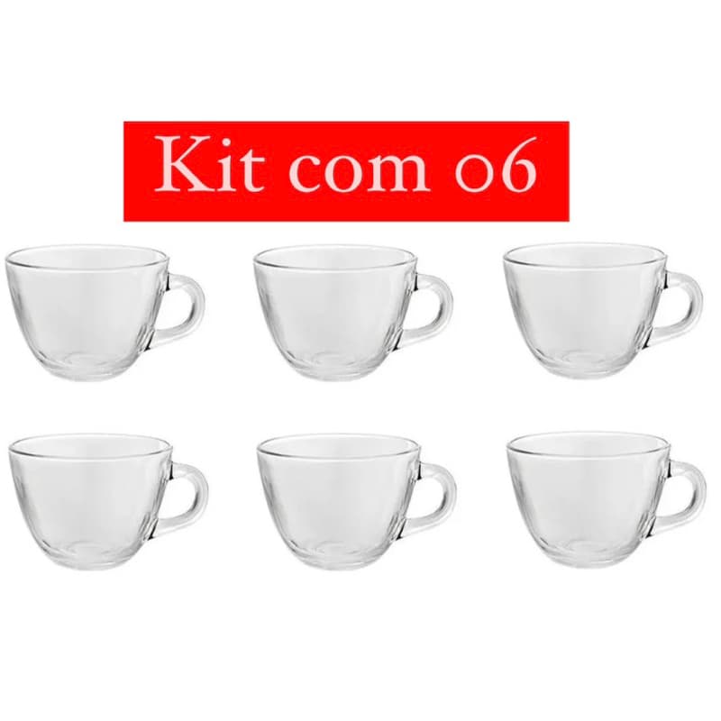 Jogo De Xícaras De vidro Para Chá e Café 200ml sem pires