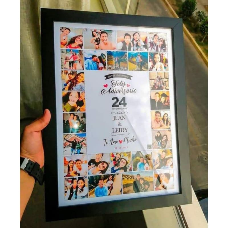 Quadro decorativo com 25 fotos personalizada 24x35cm