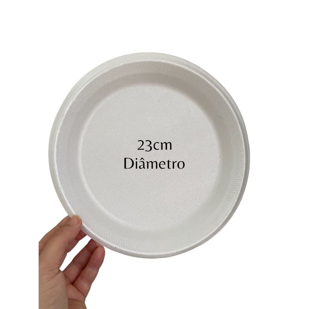 Prato Descartável Refeição Isopor Raso 23cm com 25 unidades