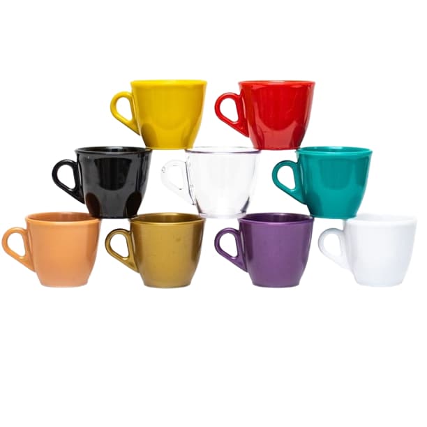 Kit 6 Xícaras Café Cafézinho Candy 60ml Acrílico/Plástico