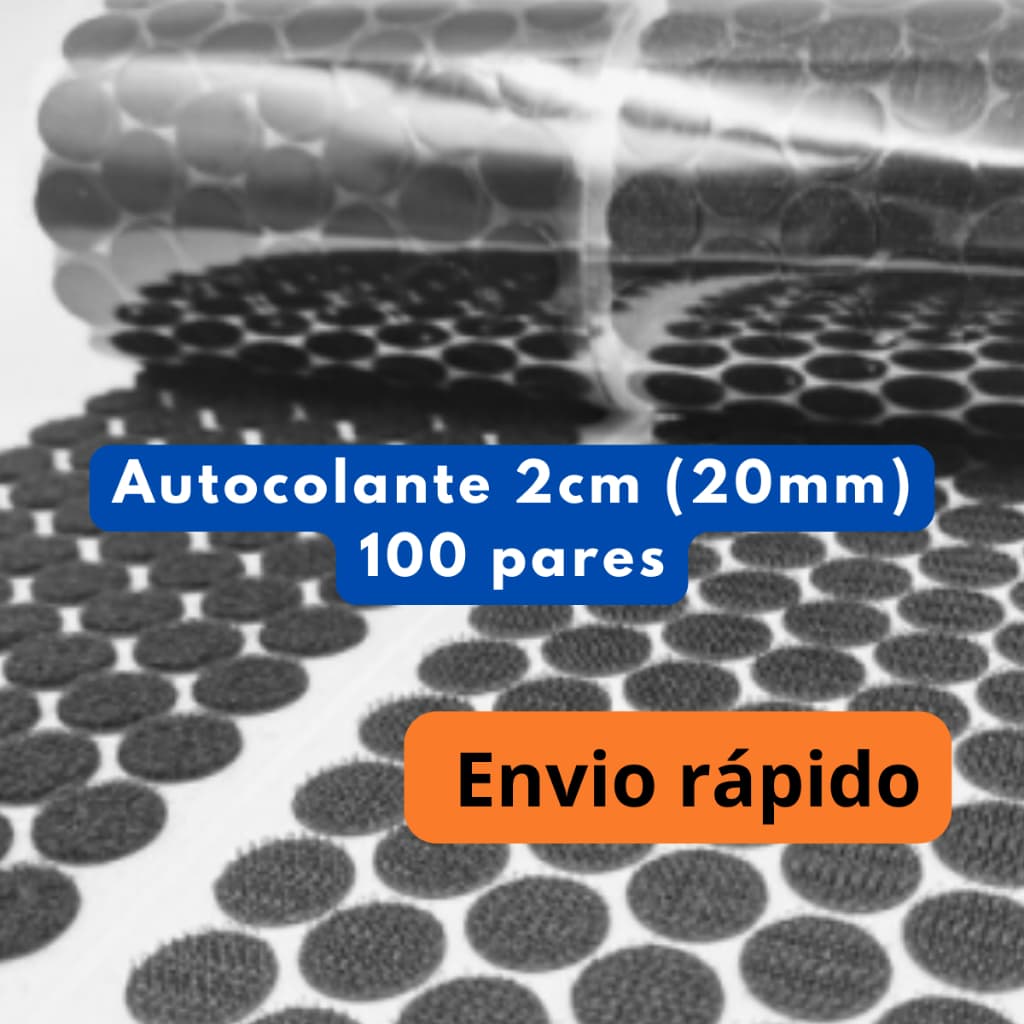 100 pares Fecho de Contato Adesivo Autocolante Redondo 2cm (20mm) Preto Premium Bolinha Moeda