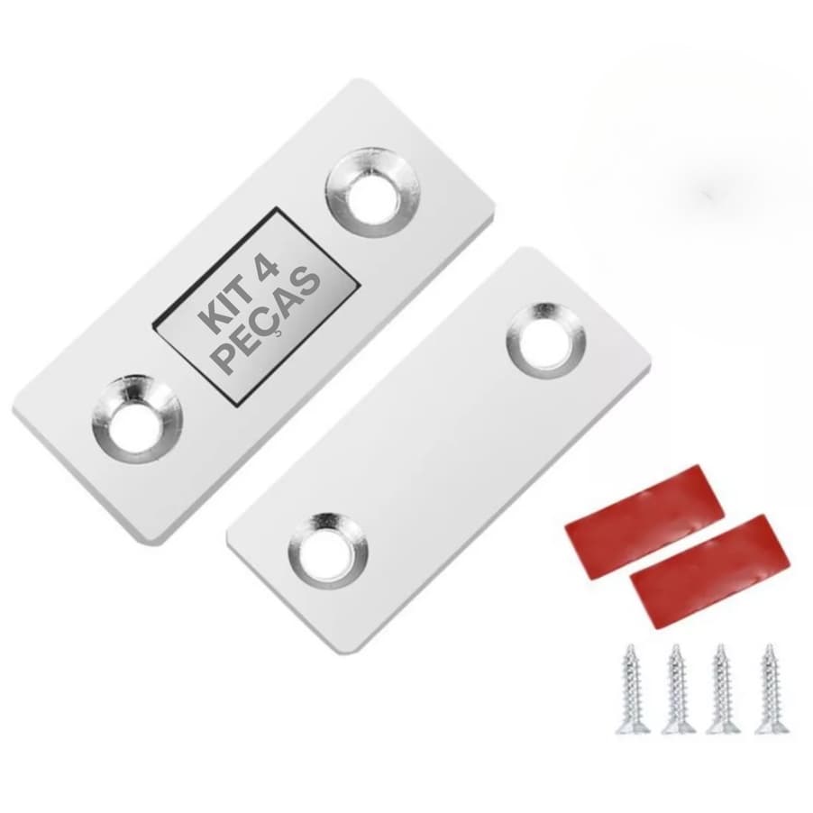 Fecho Trava Porta Imã Ultra Forte Magnética Kit C/ 4 Peças Para Porta Janela Gaveta Gabinete Portão