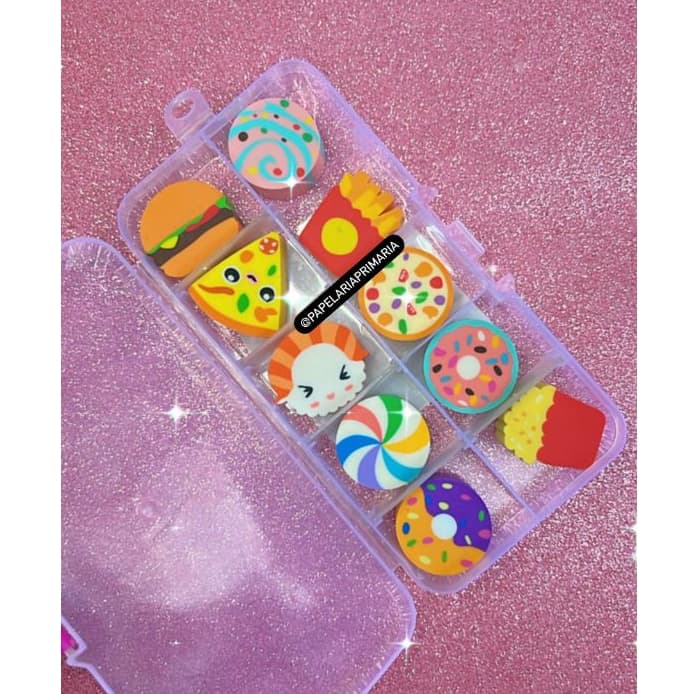 Kit caixinha de borracha escolar borracha fofa