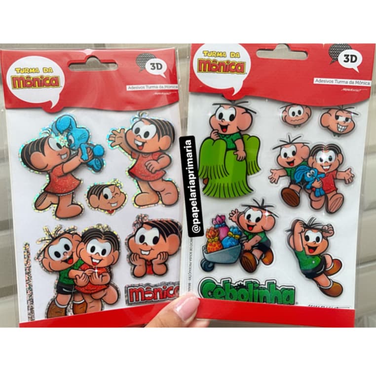 Kit com 2 cartelas de adesivos 3d adesivo fofo turma da Monica