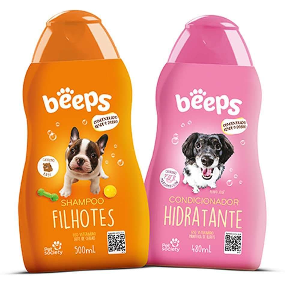 Beeps Shampoo Filhotes 500ml + Beeps Condicionador 480ml Beeps Filhotes Shampoo e Condicionador