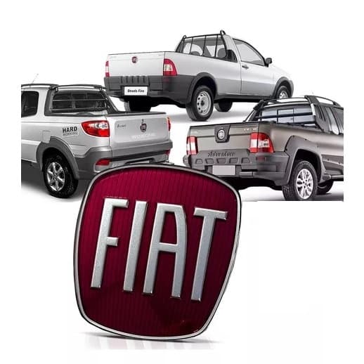 Emblema Simbolo Fiat Maçaneta Traseira Caçamba Strada 2008 até 2020 logotipo vermelho Fechadura