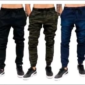 Kit 3 Calças Jogger Masculina Jeans Com Punho Elastico