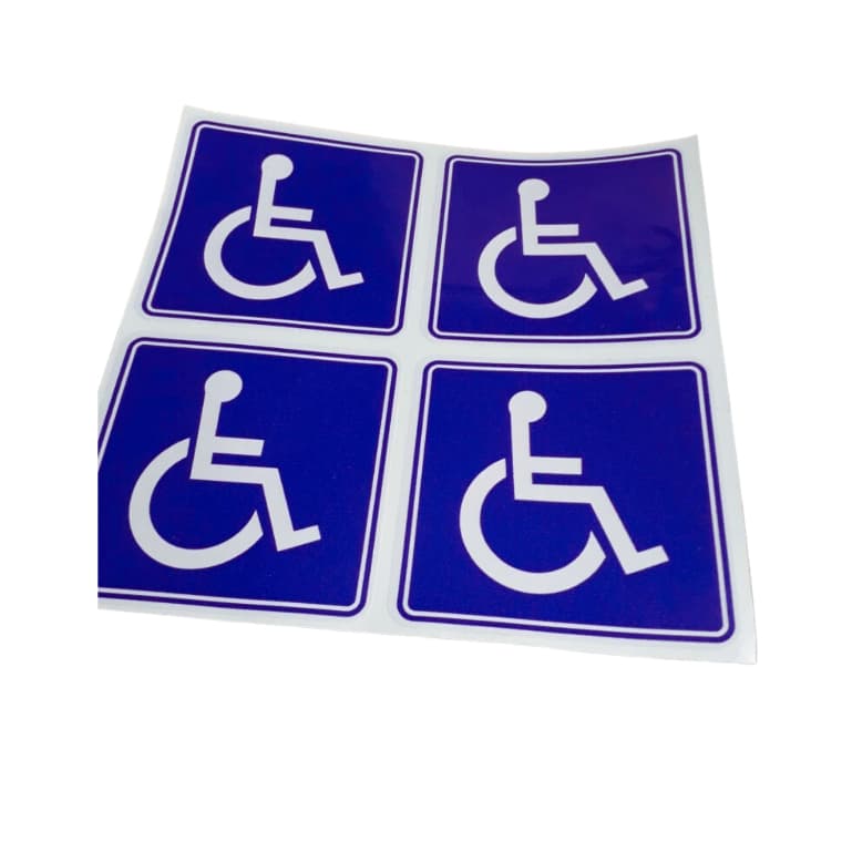 Adesivo Aviso Deficiente Físico Cadeirante 8x8cm Carro - 4un