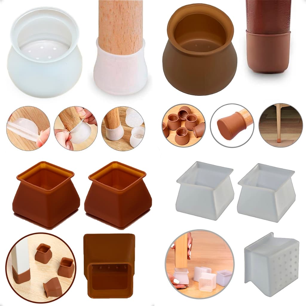 Kit 16 Peças Protetor Silicone Mesa Cadeira Pé Redondo E Quadrado Proteger o Piso