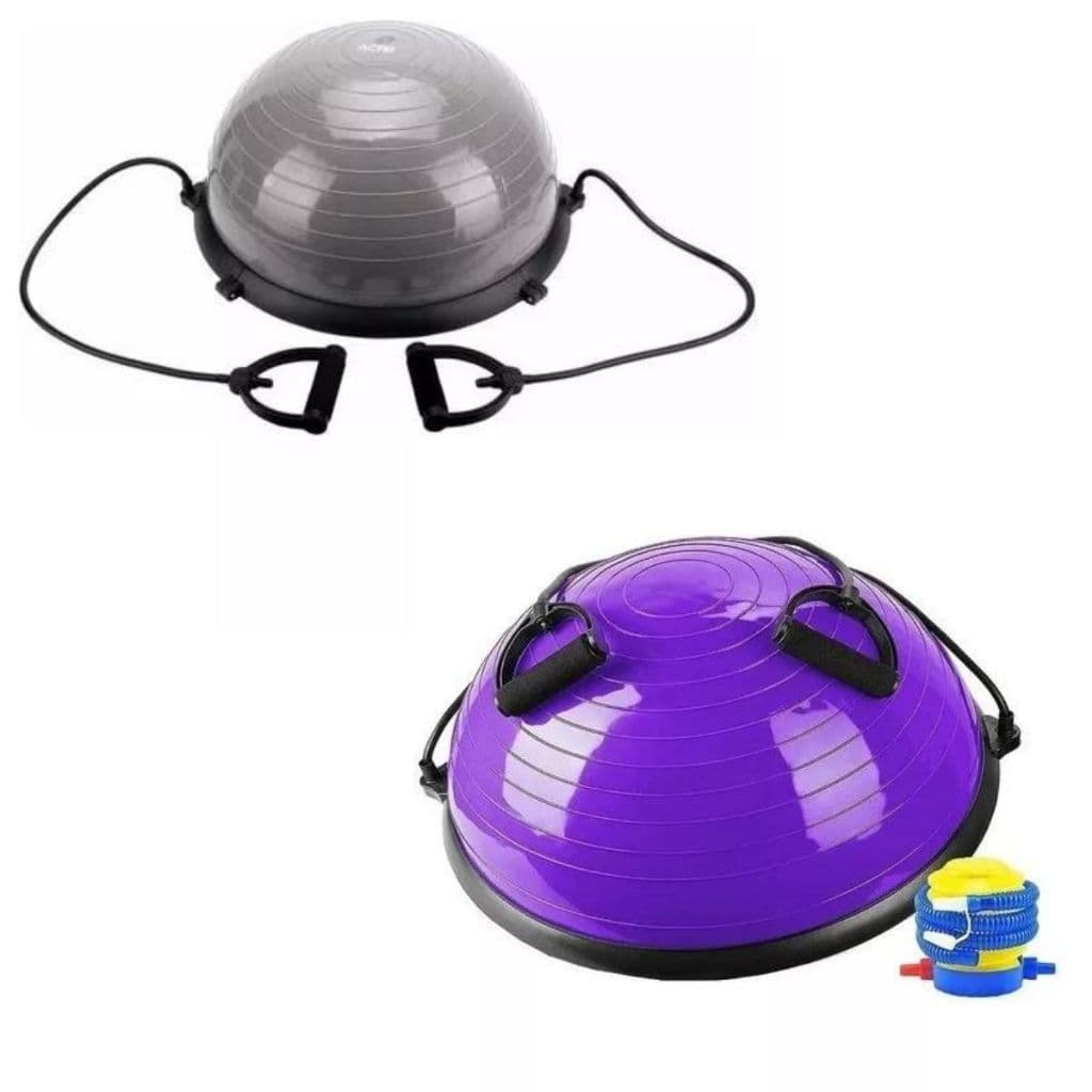 Meia Bola Bosu Ginástica 60cm Com alças e Bomba - Meia Bola Suíça P/ Funcional Pilates Yoga Fitness