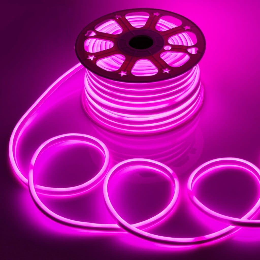 Fita Led Neon Silicone 50 Metros Flexivel Rosa IP65Letreiro decoração