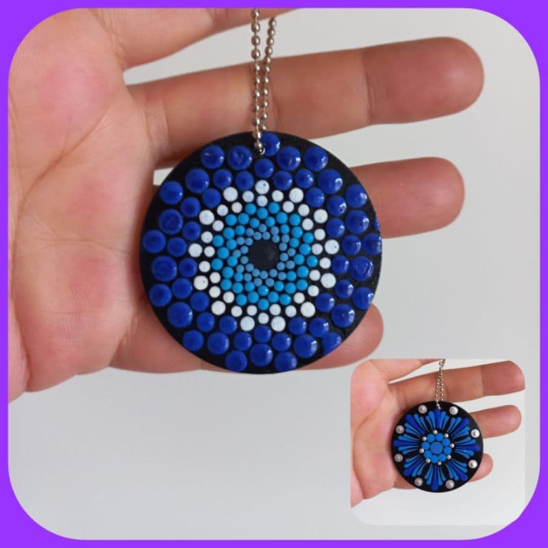 Móbile Olho Grego. Chaveiro de bolsa, mochila, celular. Mandala Pontilhada. Em MDF.