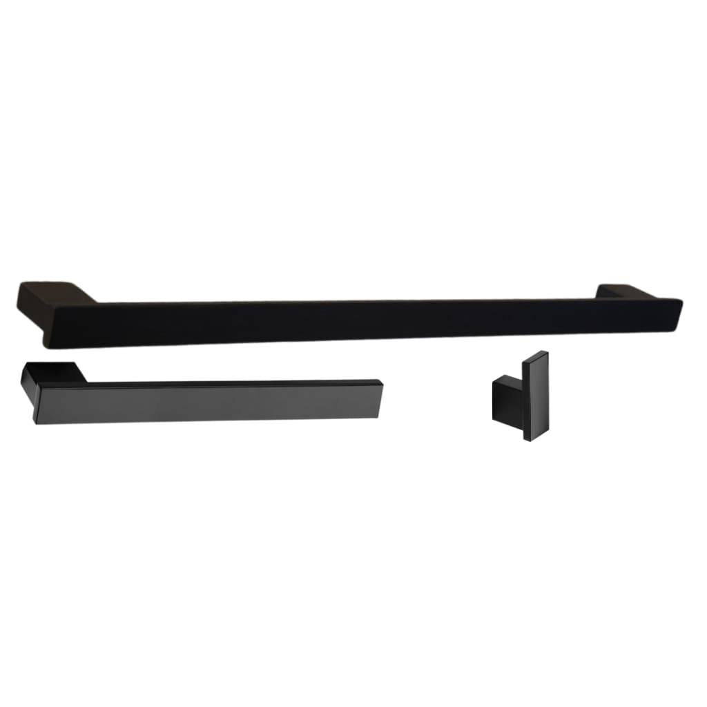 KIT INOX PARA BANHEIRO 3 PEÇAS SIMPLES PRETO -02