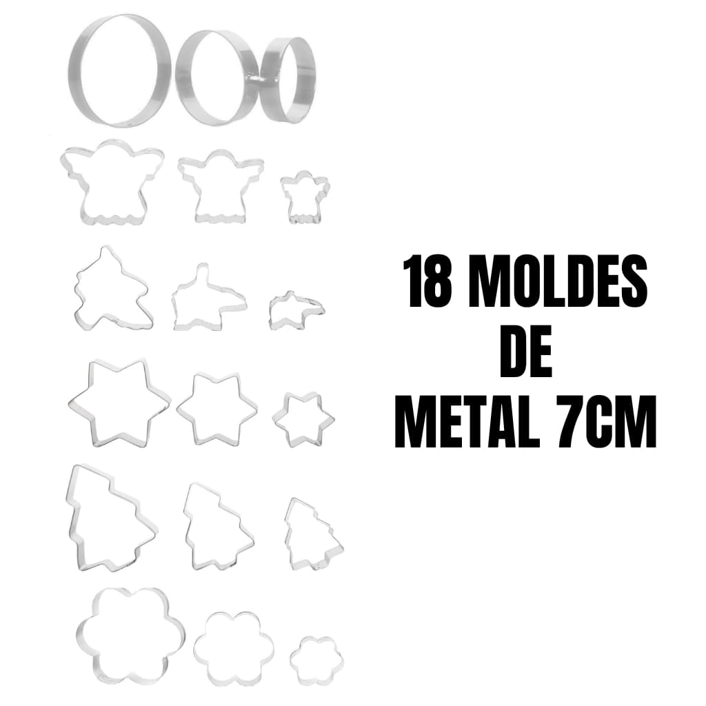 Jogo Com 18 Moldes De Metal De Corte P/ Uso Confeitaria