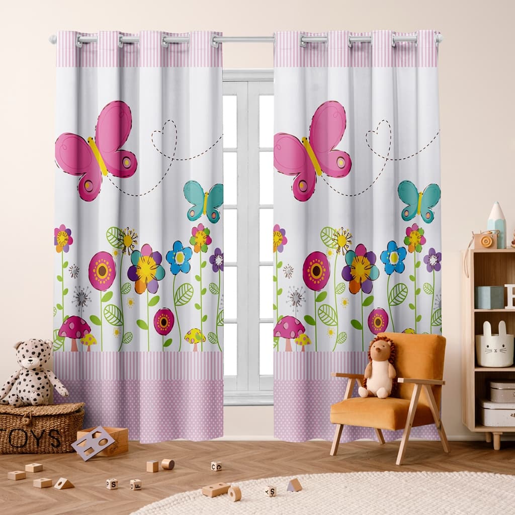 Cortina Infantil 3,00 x 2,20 Jardim Encantado –  Decoração Leveza e Encanto no Quarto