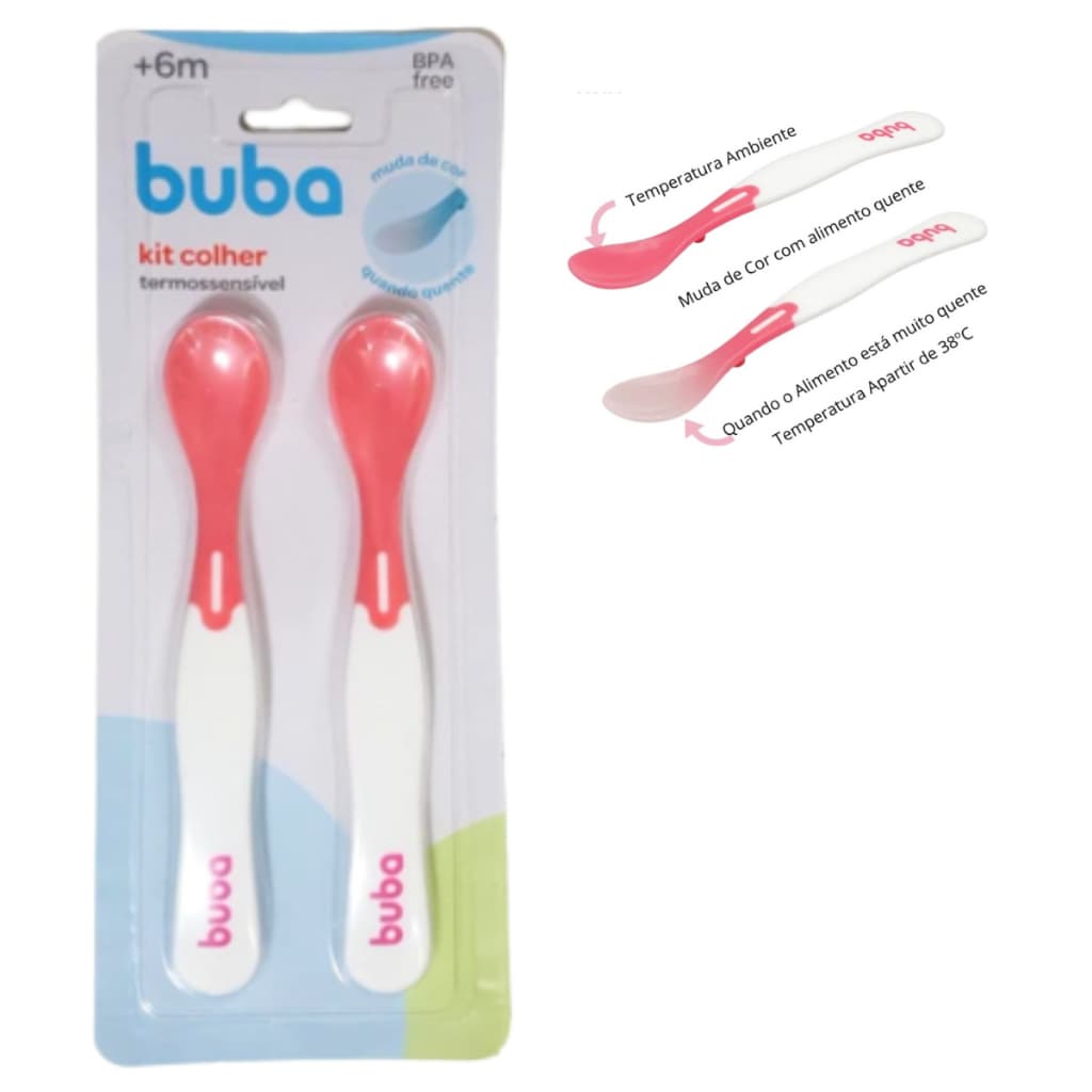 Kit 2 Colher Infantil Termossensível Buba - Colher de Treinamento Bebê