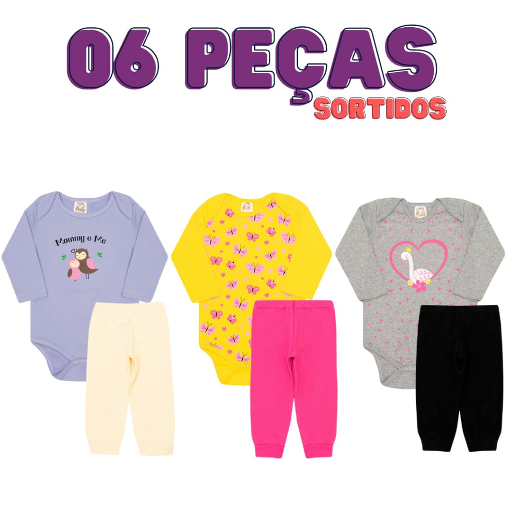 Kit body Bebê 6 peças conjunto bebê Roupa de Bebês Algodão Menina e menino