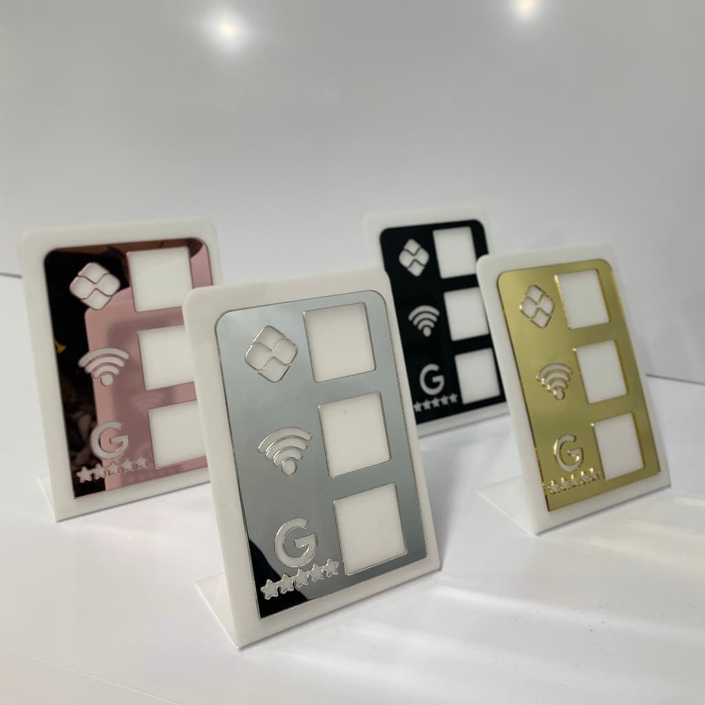 Placa Pix Pagamento QrCode  Mesa Balcão em Acrílico - PIX, WIFI e G00GLE AVALIAÇÃO