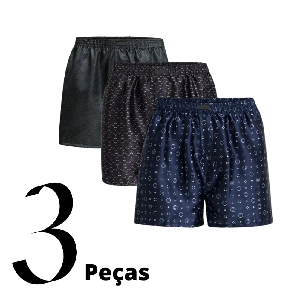Kit 3 Cueca Samba Canção Cetim Short De Dormir Pijama Confortável