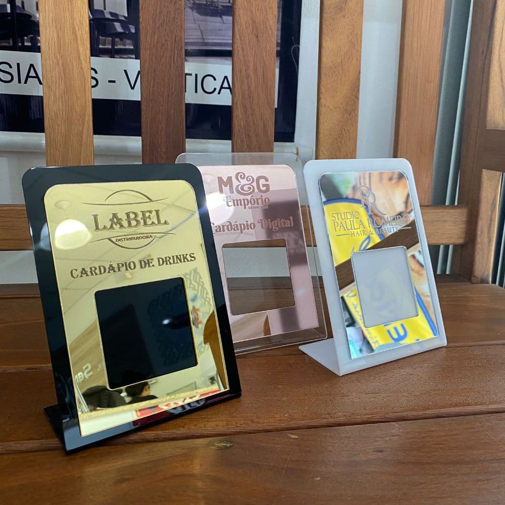 Display QR Code Personalizado Acrílico Espelhado