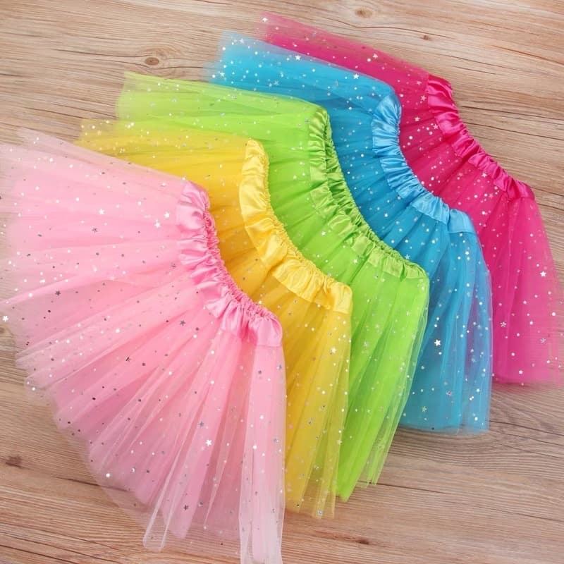 Saia De Tule Adulto Com Gliter Colorida Festa Carnaval 30/40 Cm Promoção