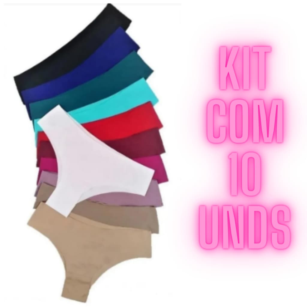Kit 10 Calcinhas Tanga Conforto Sem Costura Corte A Laser e Não Marca