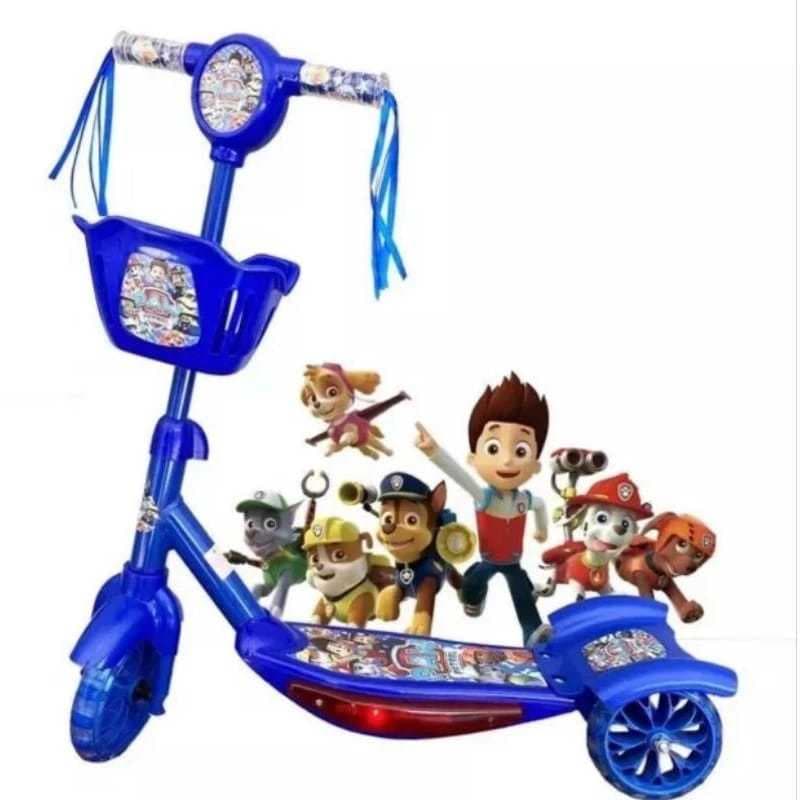 Patinete Infantil 3 Rodas Azul Patrulha Canina Com Música e Luz