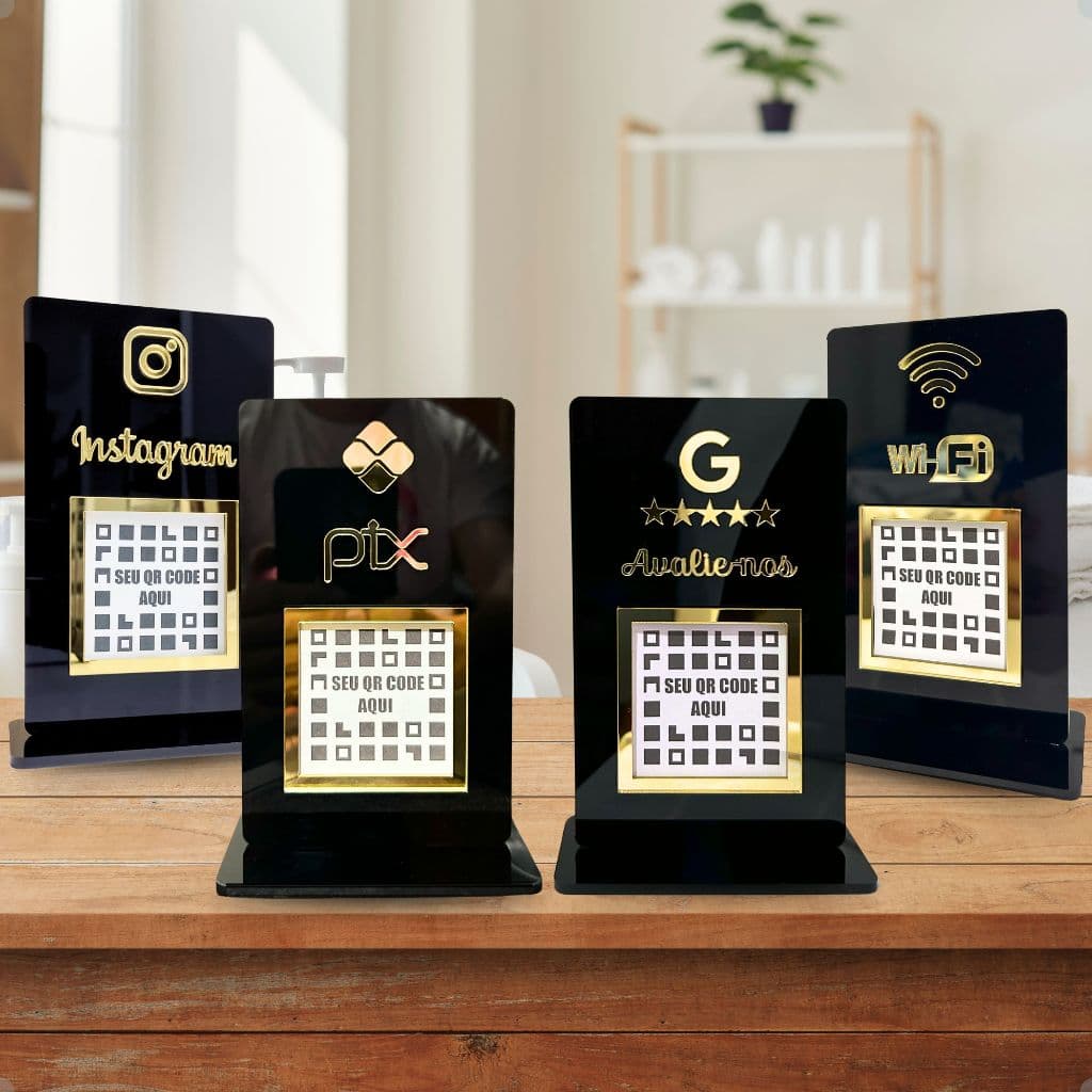 Placa Pix Para Pagamento Qr Code Em Acrílico, Display Instagram, wifi, google avaliação