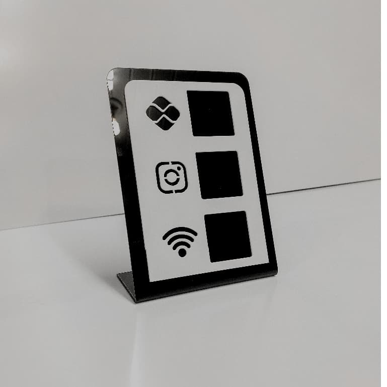 Placa Pix Pagamento QrCode  Mesa Balcão em Acrílico  - PIX, Rede Social e Wi-Fi