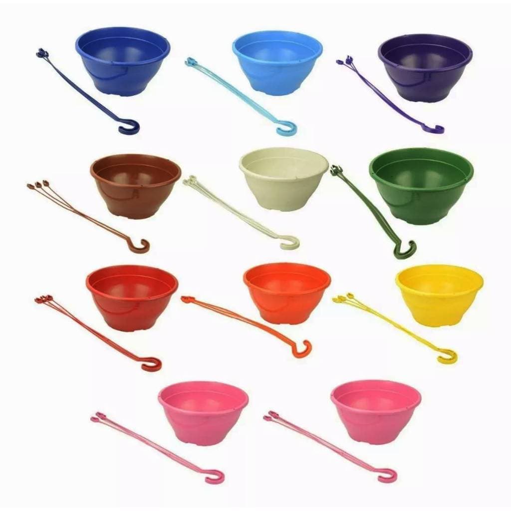 10 Vasos plástico cuias 13 Coloridos Com  Hastes para Plantas Samambaia Cactos Suculenta 500ML