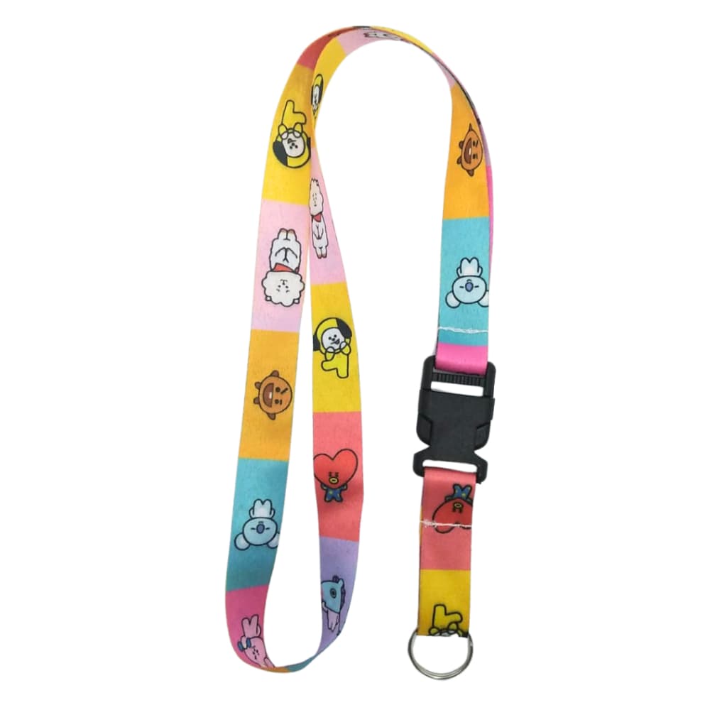 Cordão Pescoço com Fecho engate Rápido para Crachá Chaveiro BT21