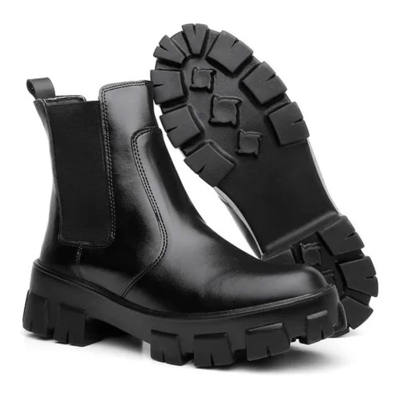 Bota Coturno Feminino Fechado Tratorado Moda Lindo Casual Passeio Festa sem Cadarço