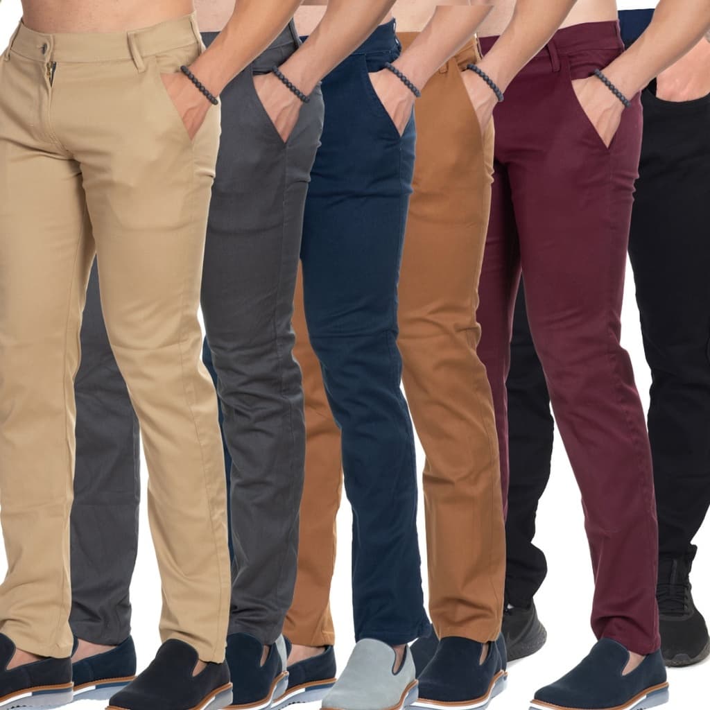 Calça de Sarja Masculina Bolso embutido Slim Fit com Lycra