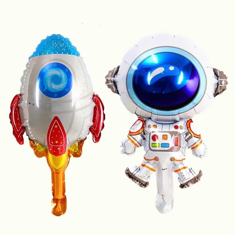 10 Mini Balão Astronauta Foguete Metalizado 32cm Decoração C90535