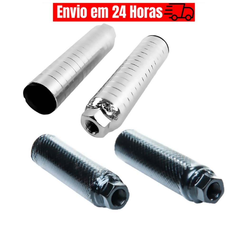 Par de Pezinho Apoio de Pé Trolhinha de Aço Bike Preto / Cromado Pedaleira de Bicicleta (2 Unidades)