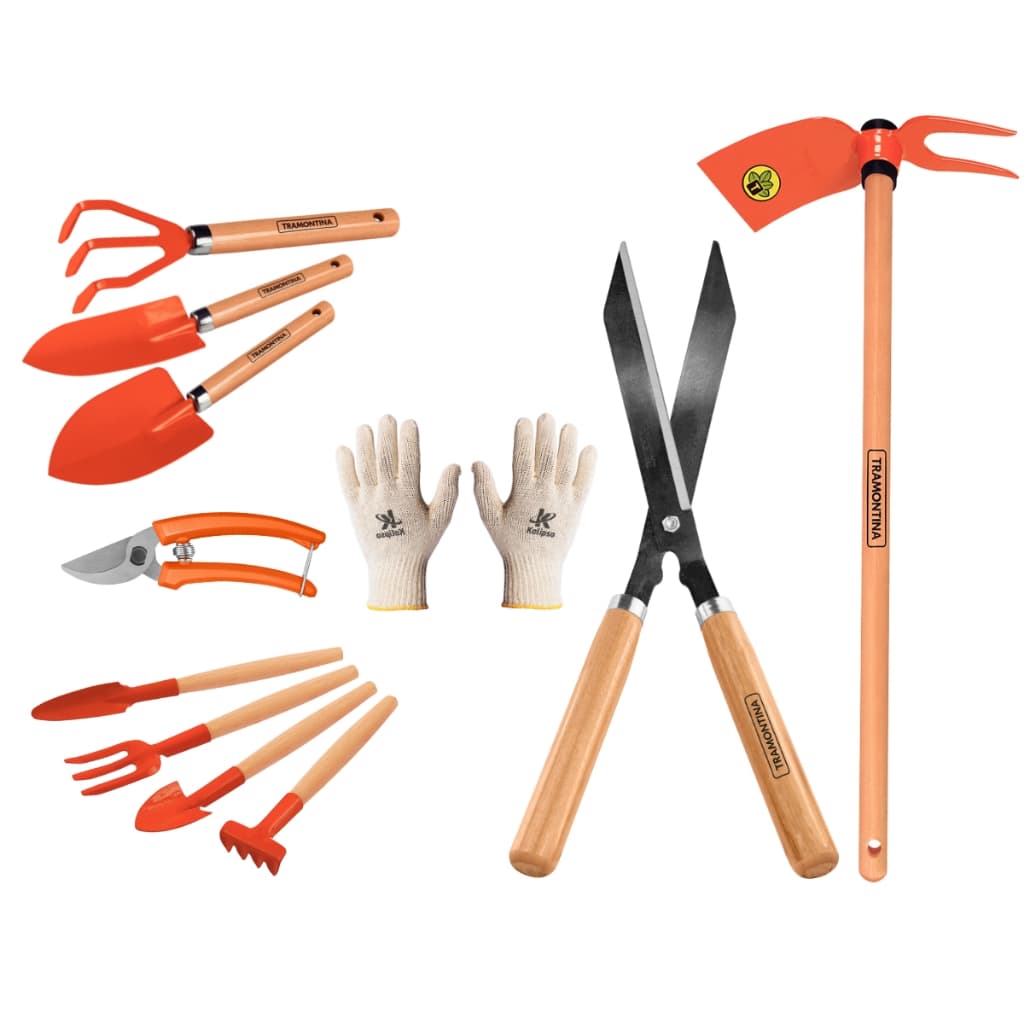 Ferramentas Manuais Jardinagem 10 Peças Profissionais Tramontina + Luva