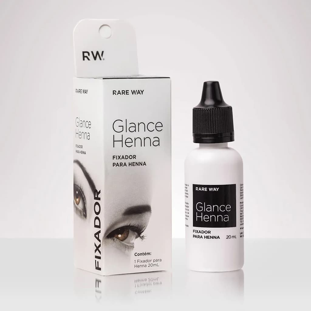 GLANCE FIXADOR rena HENNA SOBRANCELHA DERMATOLOGICAMENTE TESTADO RARE WAY