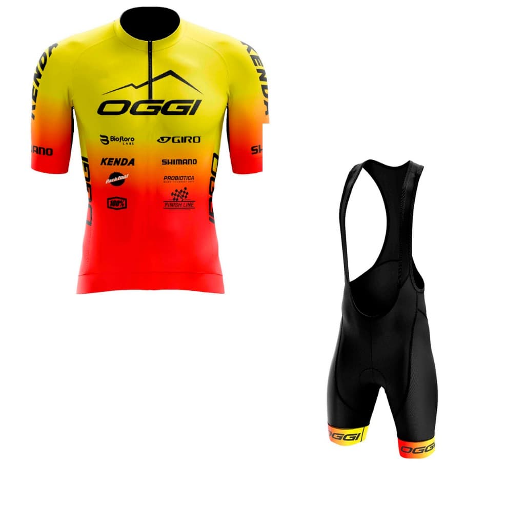 Kit Ciclismo Camisa + Bretelle Oggi Amarelo Forro Gel Ciclismo Masculino/Feminino