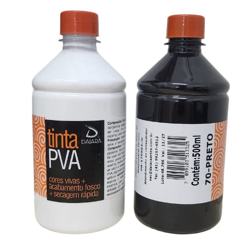 Tinta PVA Fosca Daiara 500 ML  | Tinta Para Artesanato | Tinta Para Madeira Mdf Gesso