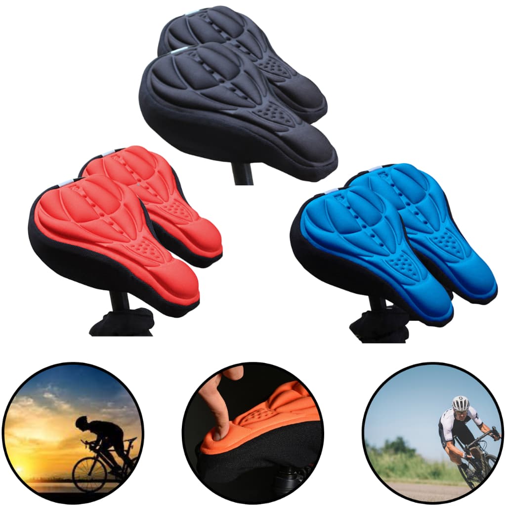 Kit 2x Capa Almofada para Selim Banco de Bicicleta em Gel 3D Assento Confortável Ajustável Flexível