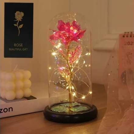 Luminária Rosa Encantada A Bela e a Fera Led