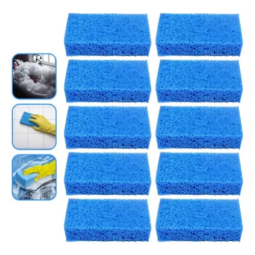 Kit 10 Bloco Pedaço de Espuma Azul Firme Para Multiuso Automotivo Limpeza Pedreiro Lavar Carro